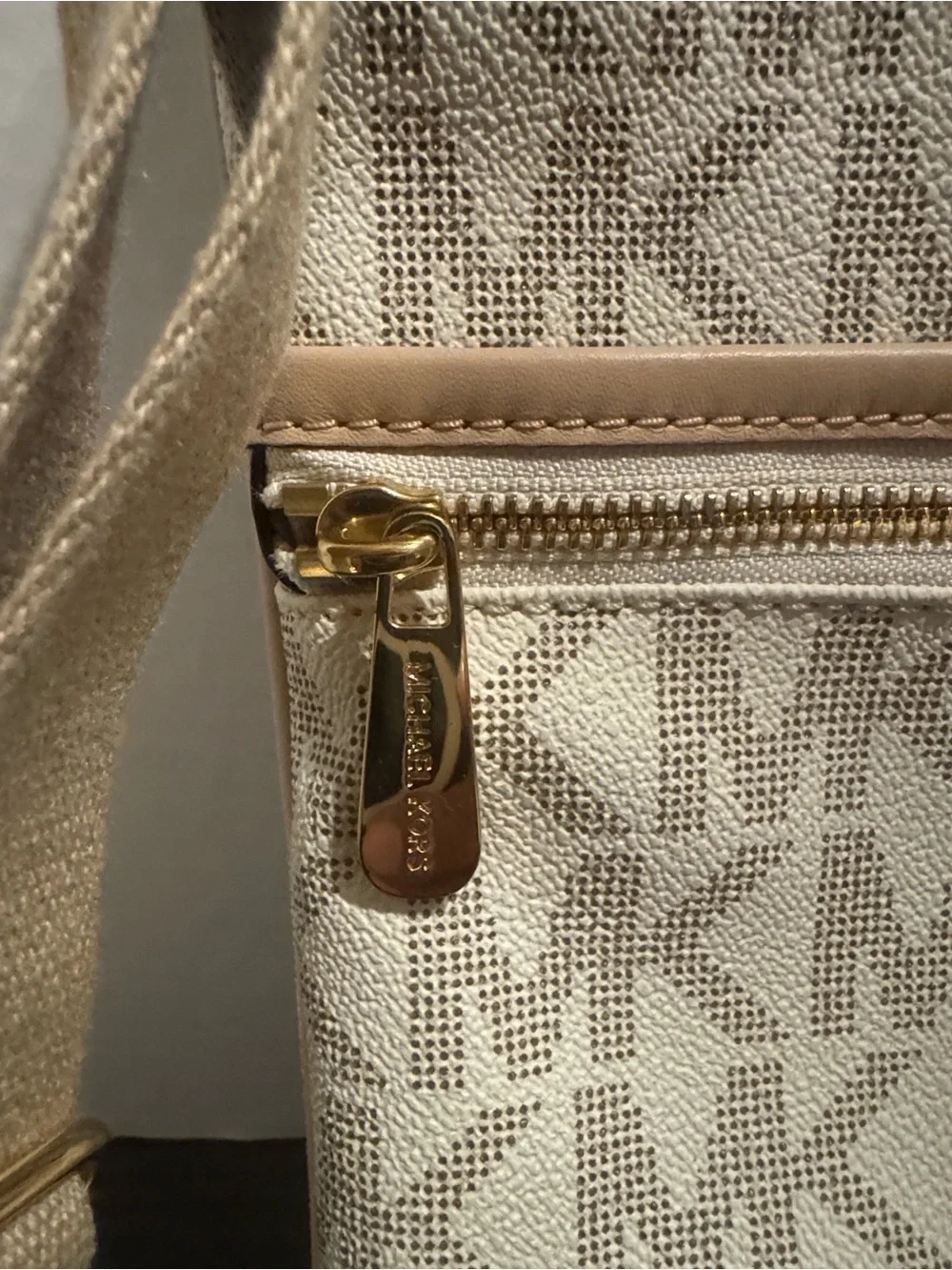Michael Kors Cream/Tan MK Logo Crossbody Bag